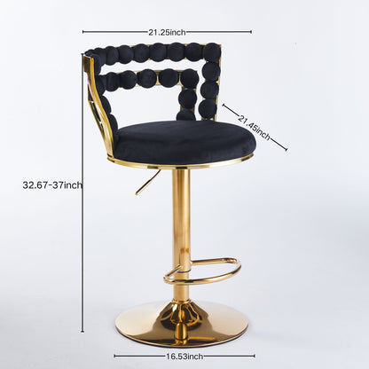 Modern Bar Chair With Iron Tube Legs, Soft Cushions And Comfortable Backrest (Set of 2)