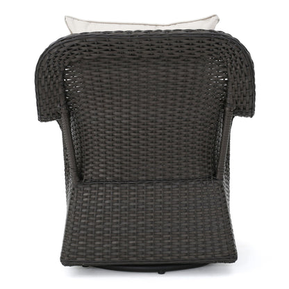 Amaya - Outdoor Swivel Rocker Chair With Water Resistant Cushions - Brown / Beige
