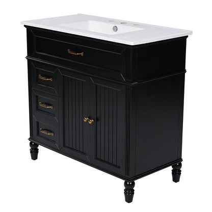 Bathroom Vanity With Sink, Freestanding Cabinet & Drawers