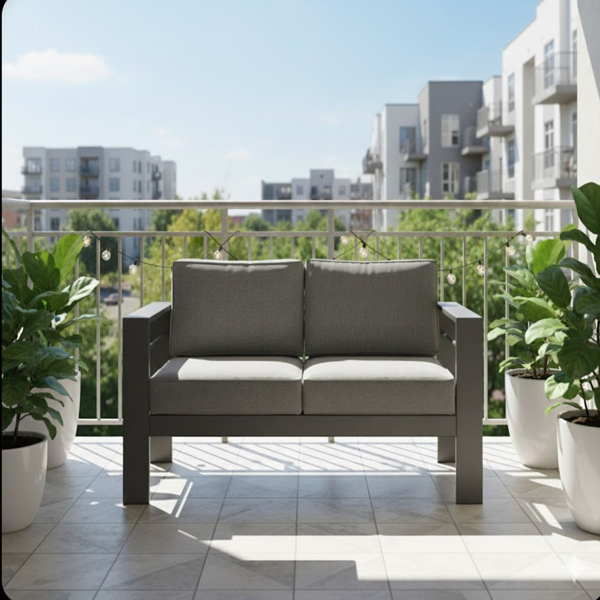All-Weather Patio Loveseat With Thick Cushions