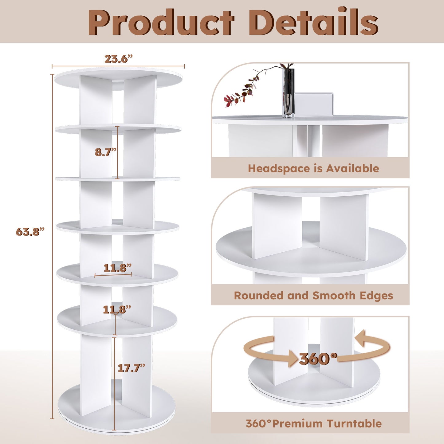 Spinning Shoe Rack, Free Standing 360° Revolving Shoe Organizer