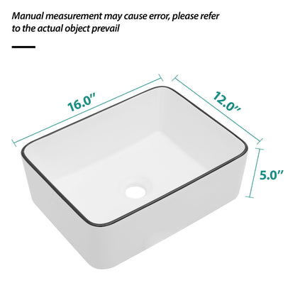 Modern European Style Ceramic Rectangular Vessel Bathroom Sink