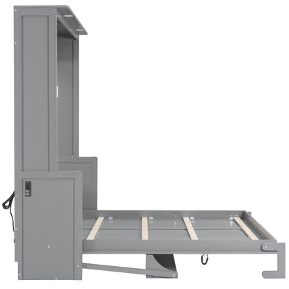 Murphy Bed With Desk, LED Lights & USB Charging Station