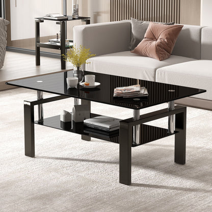 Tempered Glass Table With Storage