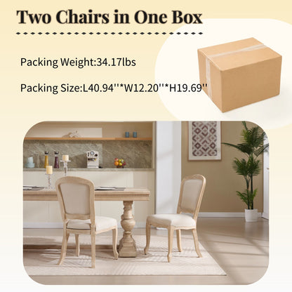 Dining Chairs Upholstered With Fan Shaped Back (Set of 2) - Beige