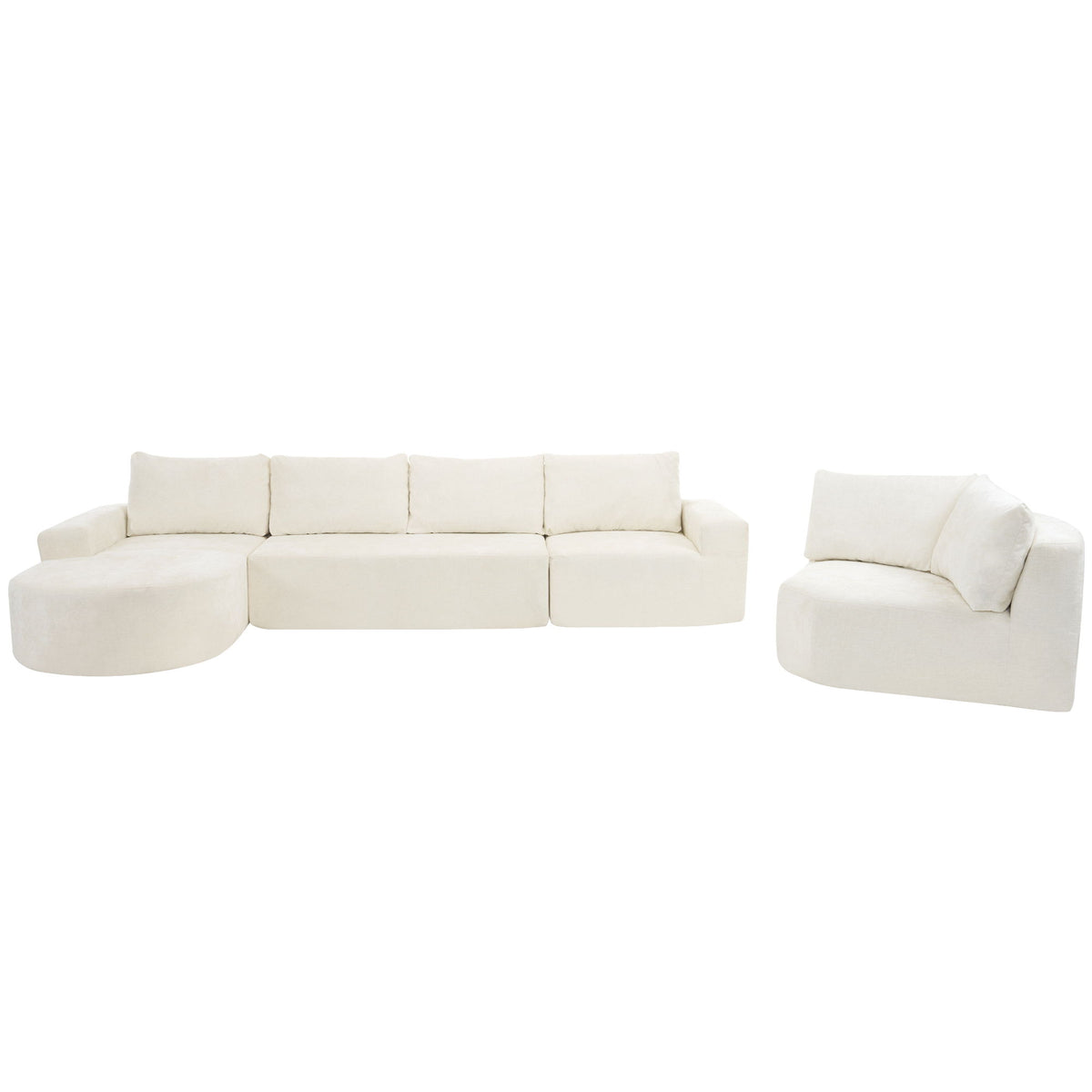 U-Shaped Oversized Modular Cloud Sectional Sofa With Deep Seat For Living Room