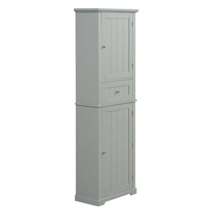 Tall Freestanding Bathroom Storage Cabinet With Drawer And Adjustable Shelf