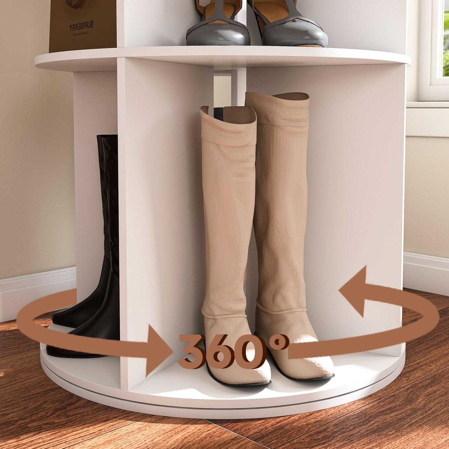 Spinning Shoe Rack, Free Standing 360° Revolving Shoe Organizer