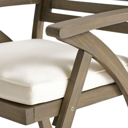 Helen - Outdoor Acacia Wood Dining Chair (Set of 2) - Gray / Creme