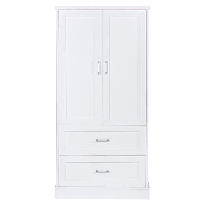 Tall Bathroom Storage Cabinet With 2 Doors And Drawers, Adjustable Shelf