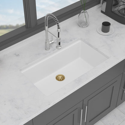 Quartz Composite Kitchen Sink With Undermount Design, Durable Single Bowl Workstation