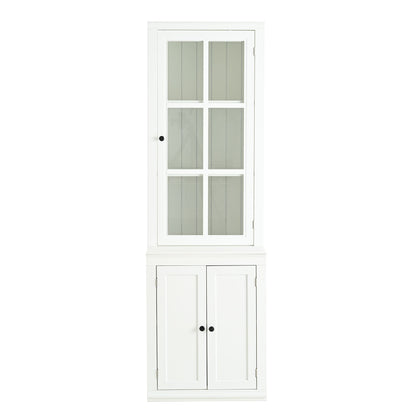 Retro Style Hutch Cabinet With Glass Door, China Cabinet For Home