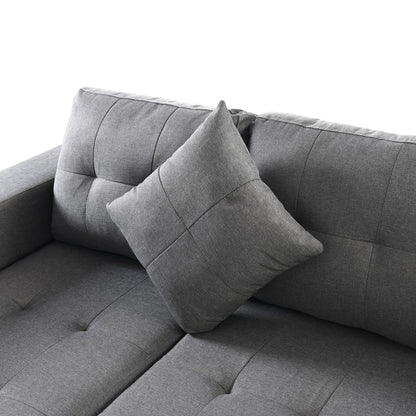 Modern Sectional Sofa Set With L Shape Chaise Lounge, Cup Holder, 4 Seat - Gray