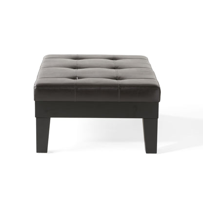 Chatham - Ottoman With Drawer Leather Storage Solution - Dark Coffee
