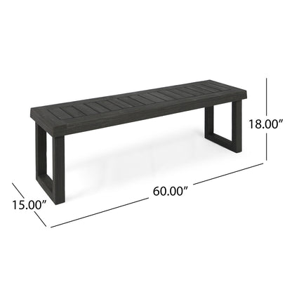 Outdoor 6 Seater Dining Set With Bench - Dark Gray / Light Gray