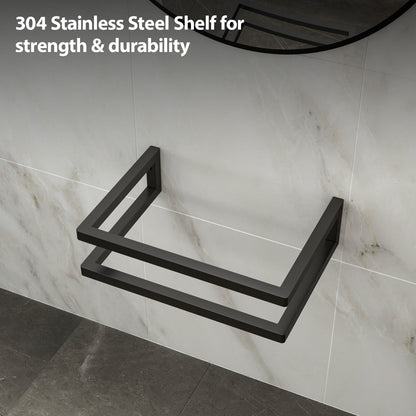 Wall Mounted Rectangular Bathroom Sink With Towel Bar And Faucet Hole - White