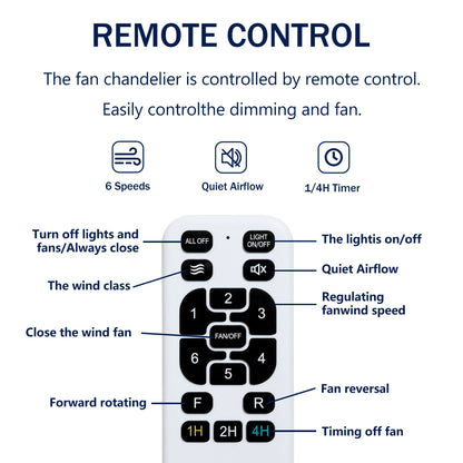 Ceiling Fan With Lights Quiet DC Motor 3 Blade Ceiling Fans 6 Speed Levels, Reversible Ceiling Fan - Matte Black / Wood