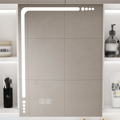 Wall Mounted Bathroom Mirror Cabinet With LED Lights, Anti Fog & Explosion Proof, Touch Control Medicine Cabinet, 3 Color Lighting - White