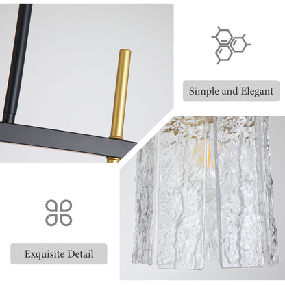 Chandelier 5 Light, Fixture Over Table - Black / Gold