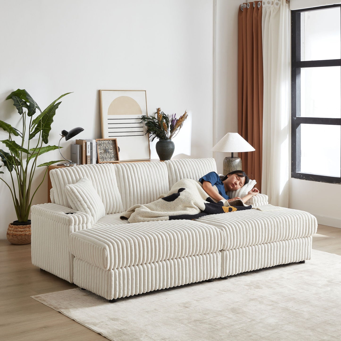 3 Seater Sofa With 2 Ottomans For Living Room