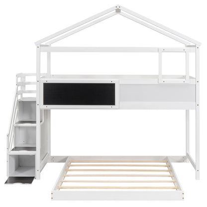 House Style Bunk Bed With Storage Staircase And board