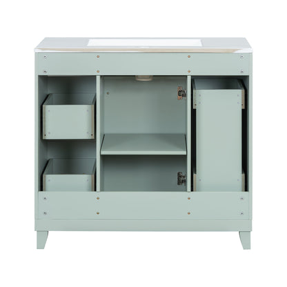 Bathroom Vanity With Ceramic Sink, Soft Close Doors, Adjustable Shelves