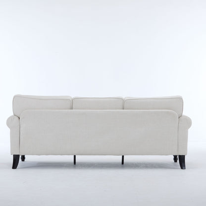 Rolled Arm Sofa With Nailhead Trim With Wooden Legs