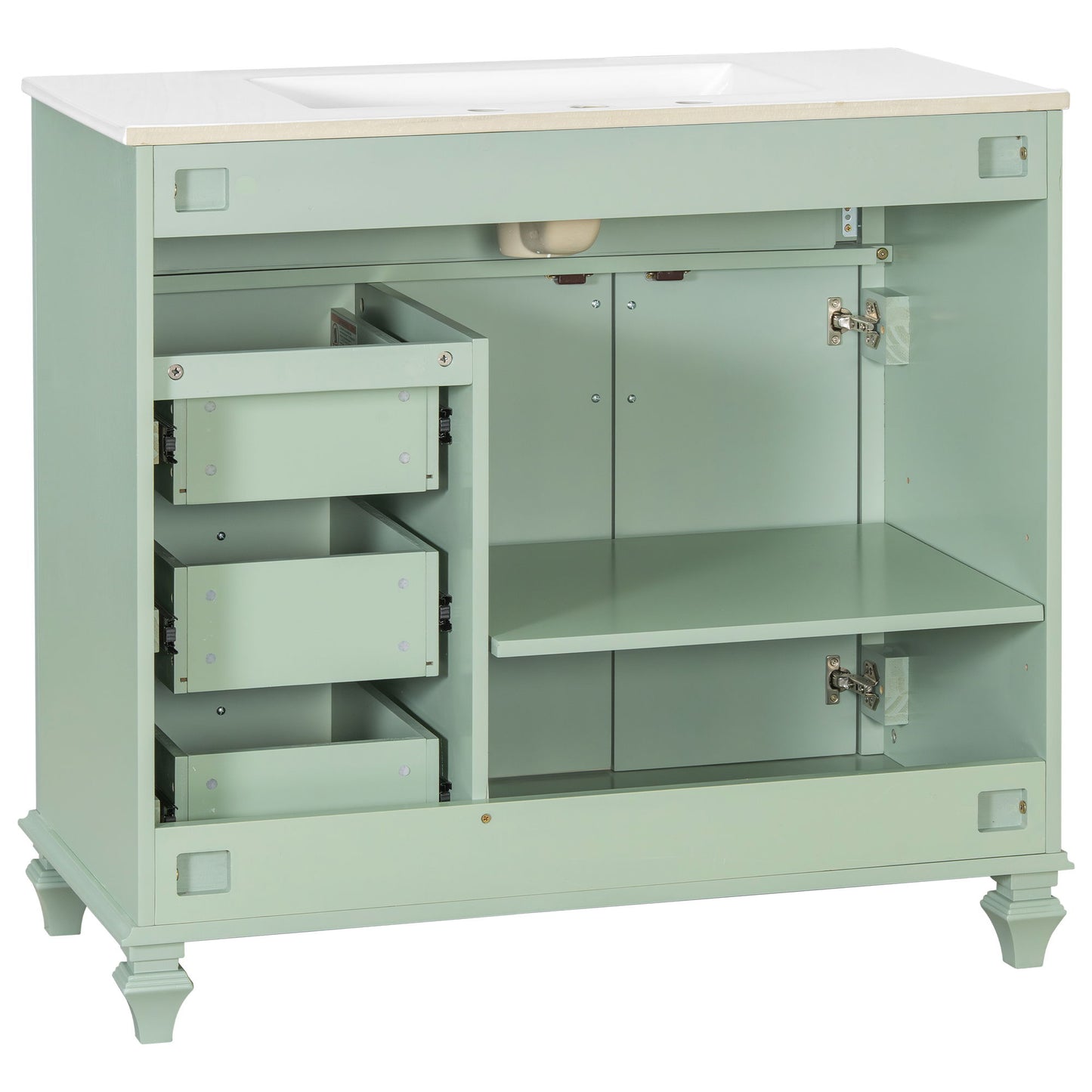 Modern Bathroom Vanity With Sink, 3 Drawers & 2 Doors
