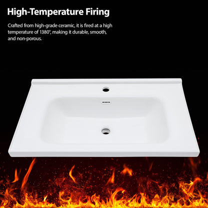 Modern Rectangular Vanity Top With Overflow For Bathroom