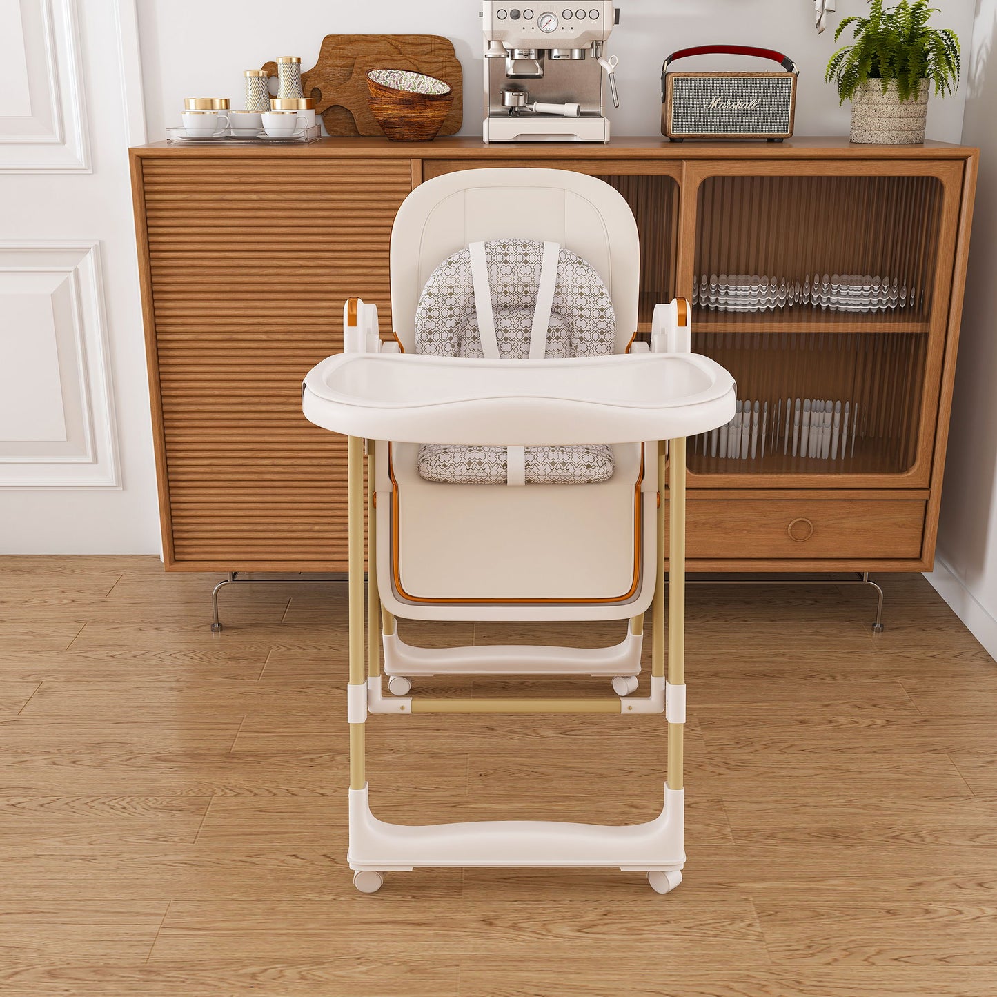 Convertible Baby High Chair To Rocker With 5 Point Harness