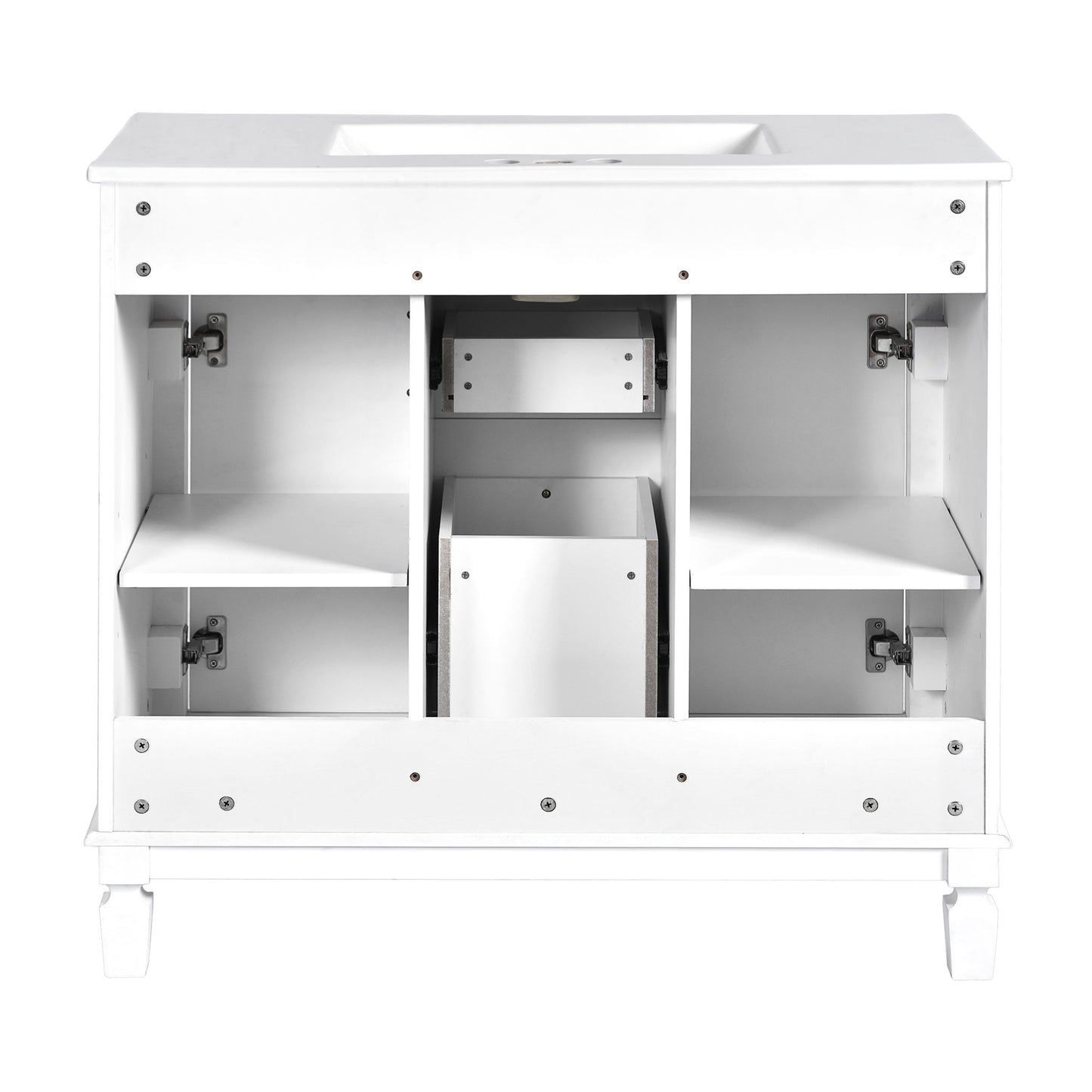 Bathroom Vanity With Top Sink, Basin On Cabinet With 2 Soft Closing Doors And 2 Drawers