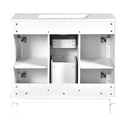 Bathroom Vanity With Top Sink, Basin On Cabinet With 2 Soft Closing Doors And 2 Drawers