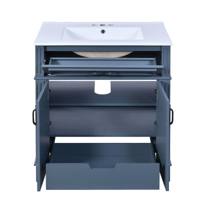 Bathroom Vanity With Sink Storage Cabinet - Blue