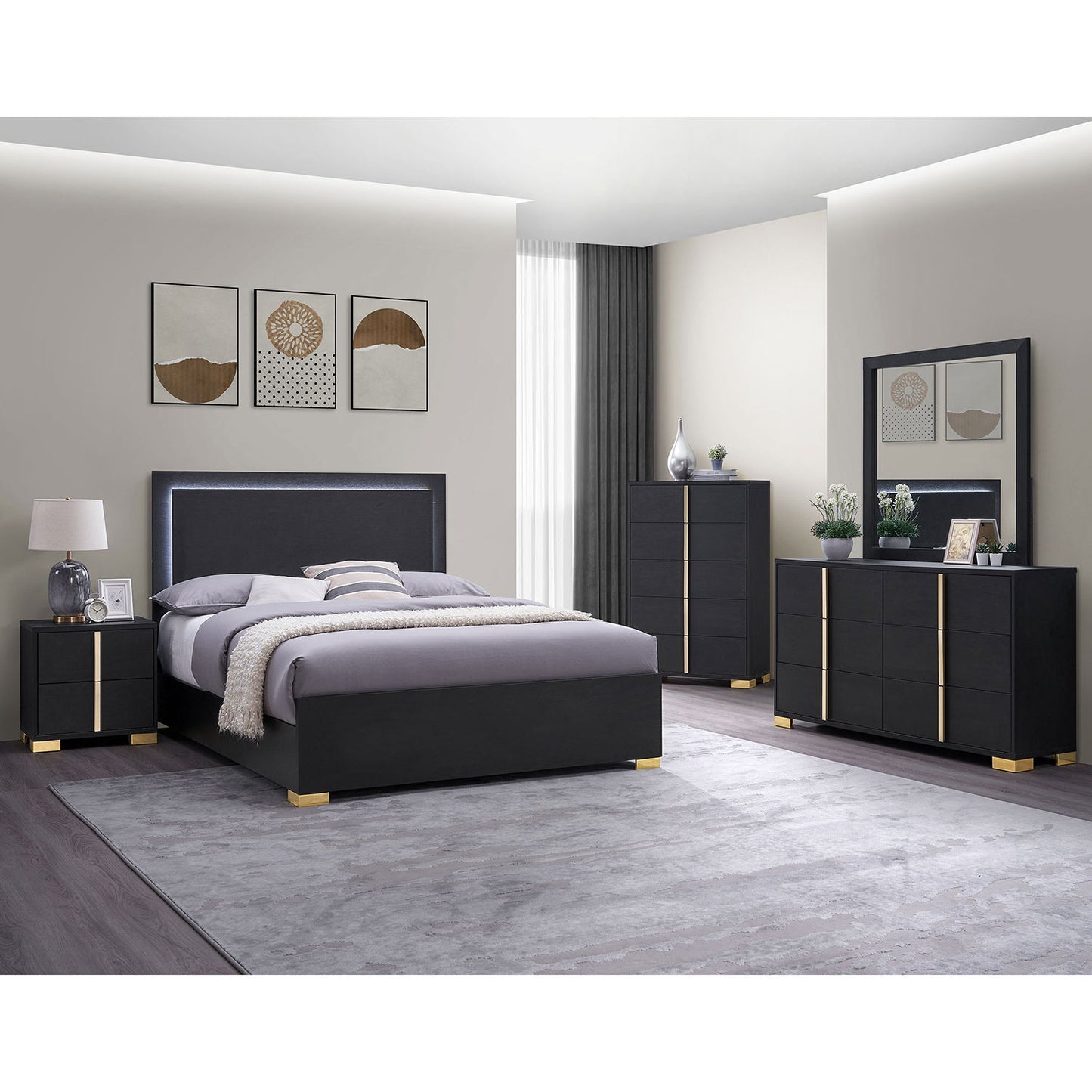 Jeremiah - LED Panel Bed With Touch Controlled Lighting