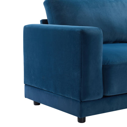 Modern Square Arm Sofa With Soft Fabric Upholstery, Deep Cushions