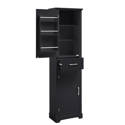 Tall Freestanding Bathroom Storage Cabinet With 2 Doors And Adjustable Shelves