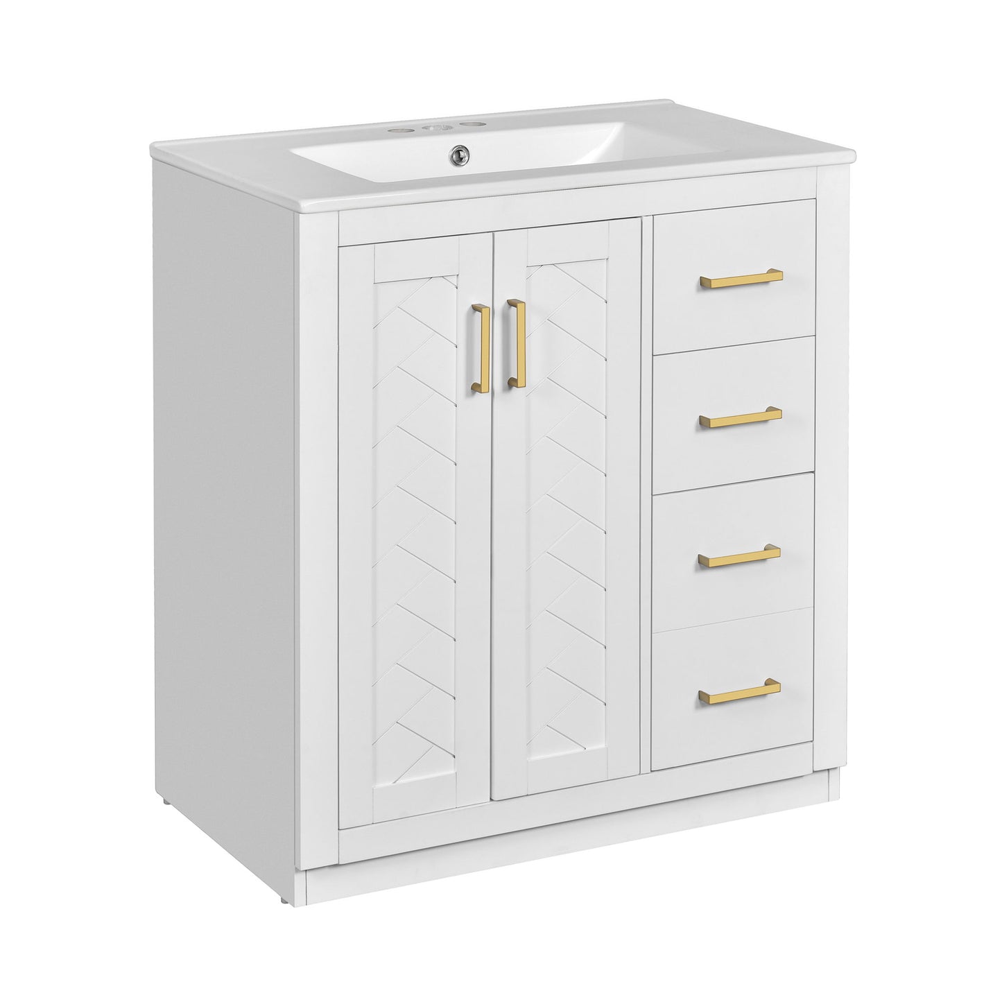 Bathroom Vanity With Sink, Storage Cabinet, Freestanding Set With 3 Drawers & Soft Closing Doors