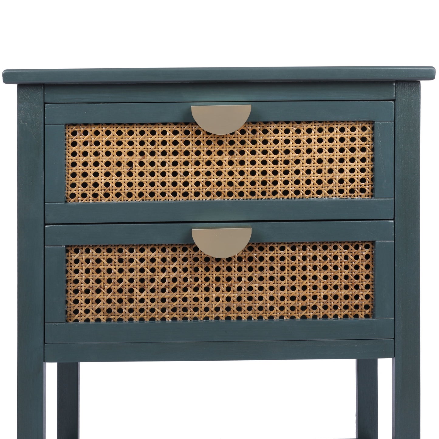 2 Drawer Side Table, Natural Rattan