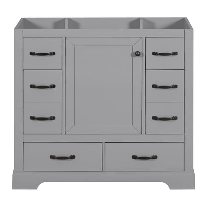 Modern Bathroom Vanity Base Only, 6 Drawer Storage With Adjustable Shelf