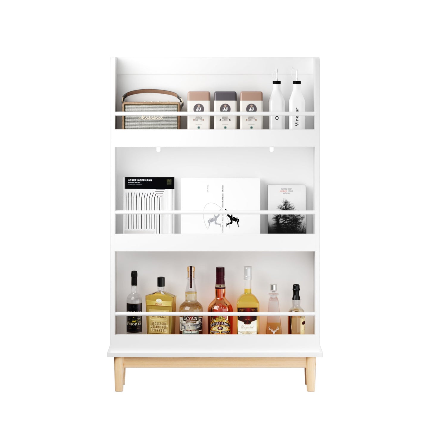 Wall Mounted Bookshelf, 3 Front Facing Display Shelves For Toddler Bedroom - White