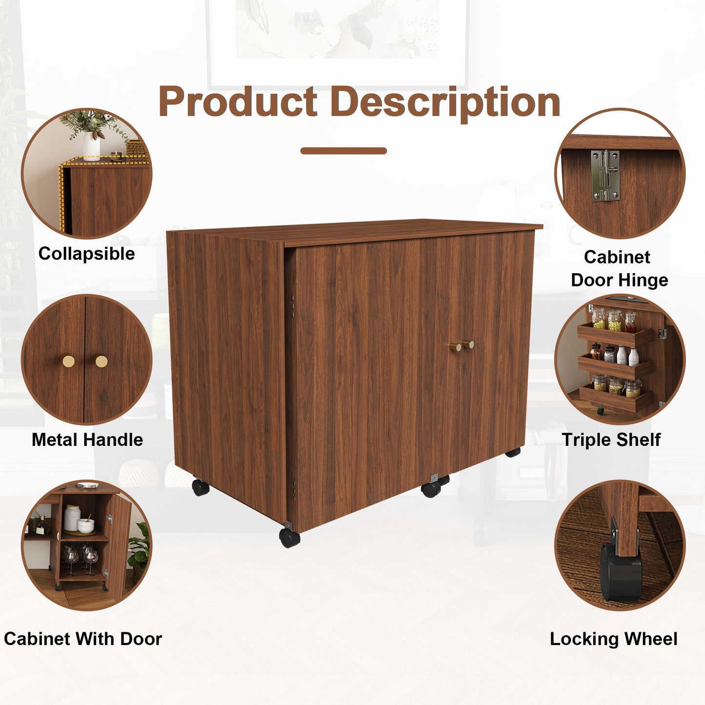 Foldable Sewing Table With Locking Casters