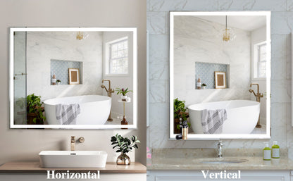 LED Bathroom Vanity Mirror Wall Mounted Adjustable / Warm / Natural Lights Anti-Fog Touch Switch With Memory Modern Smart Large Bathroom Mirrors