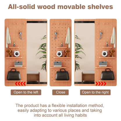 Wall Mounted Full Length Mirror With Shelf And Hook