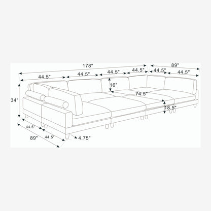 Modern Modular Sectional With Adjustable Back Support