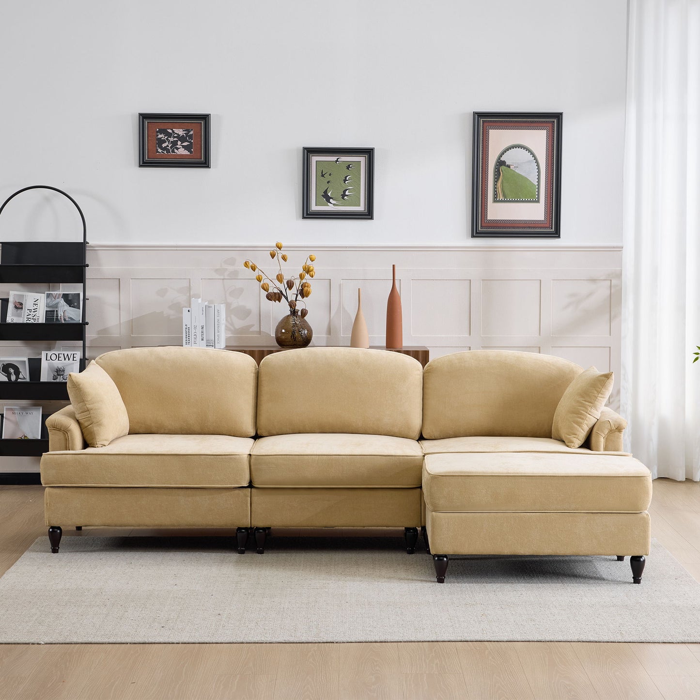Cloud Sofa With Removable Ruffled Skirt With Ottoman And Flared Arms