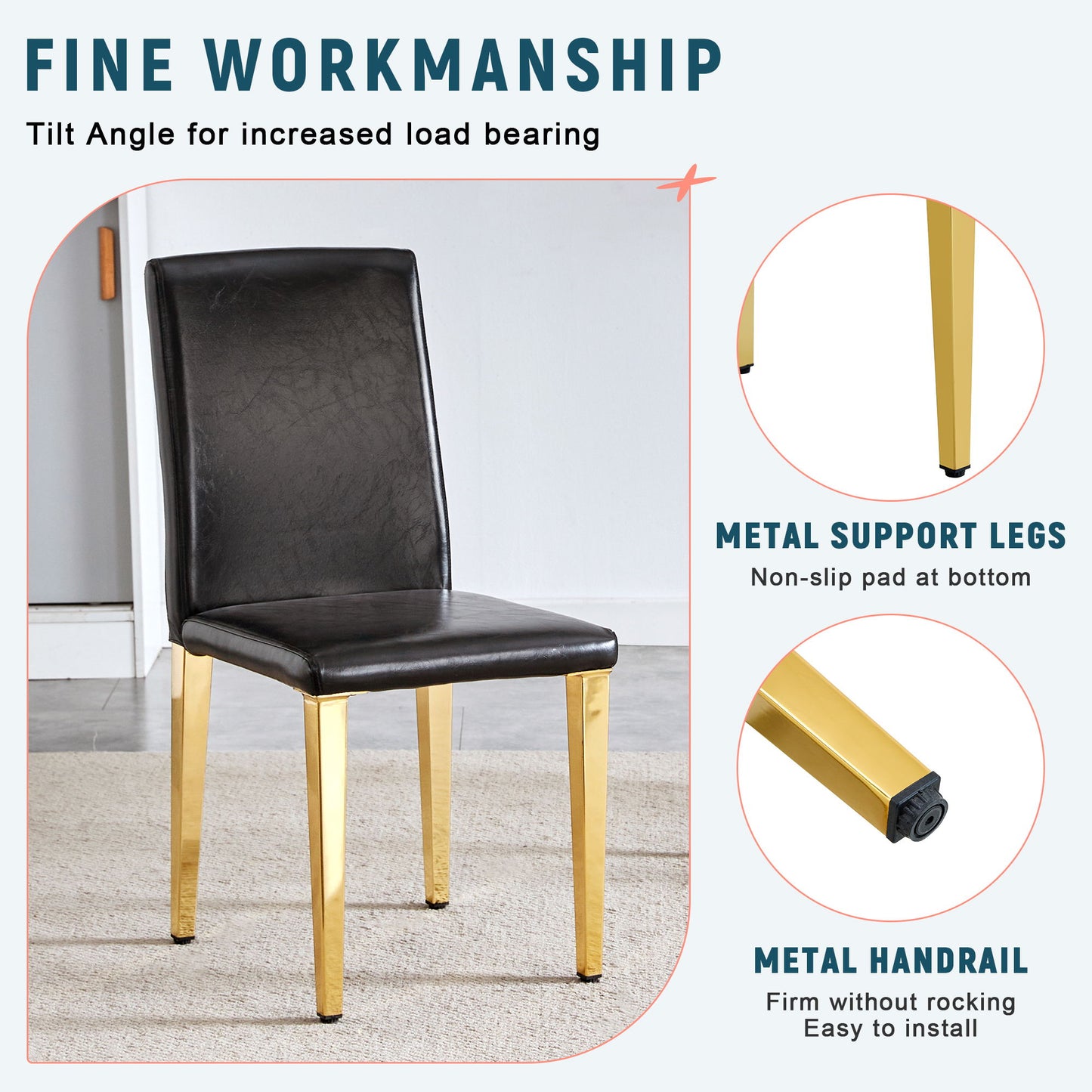 Elegant Upholstered Chairs With Metal Legs