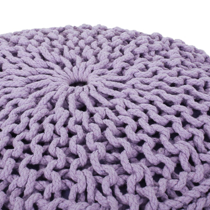 Bordeaux - Knitted Round Pouf Ottoman
