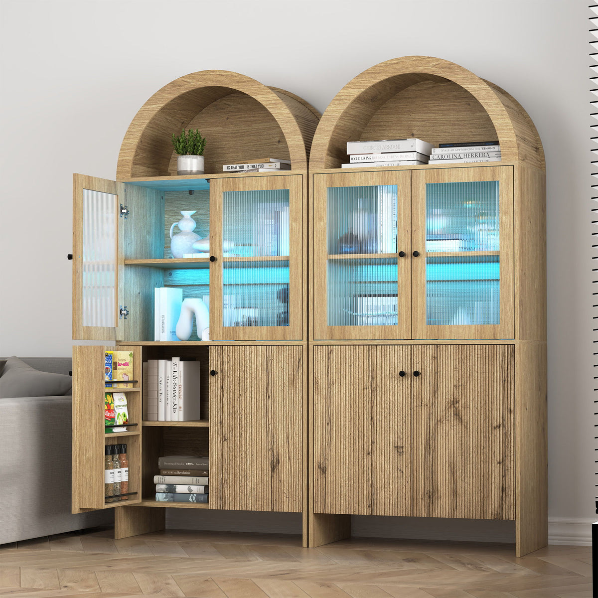Modern Tech Inspired Dome Cabinet With LED Lighting