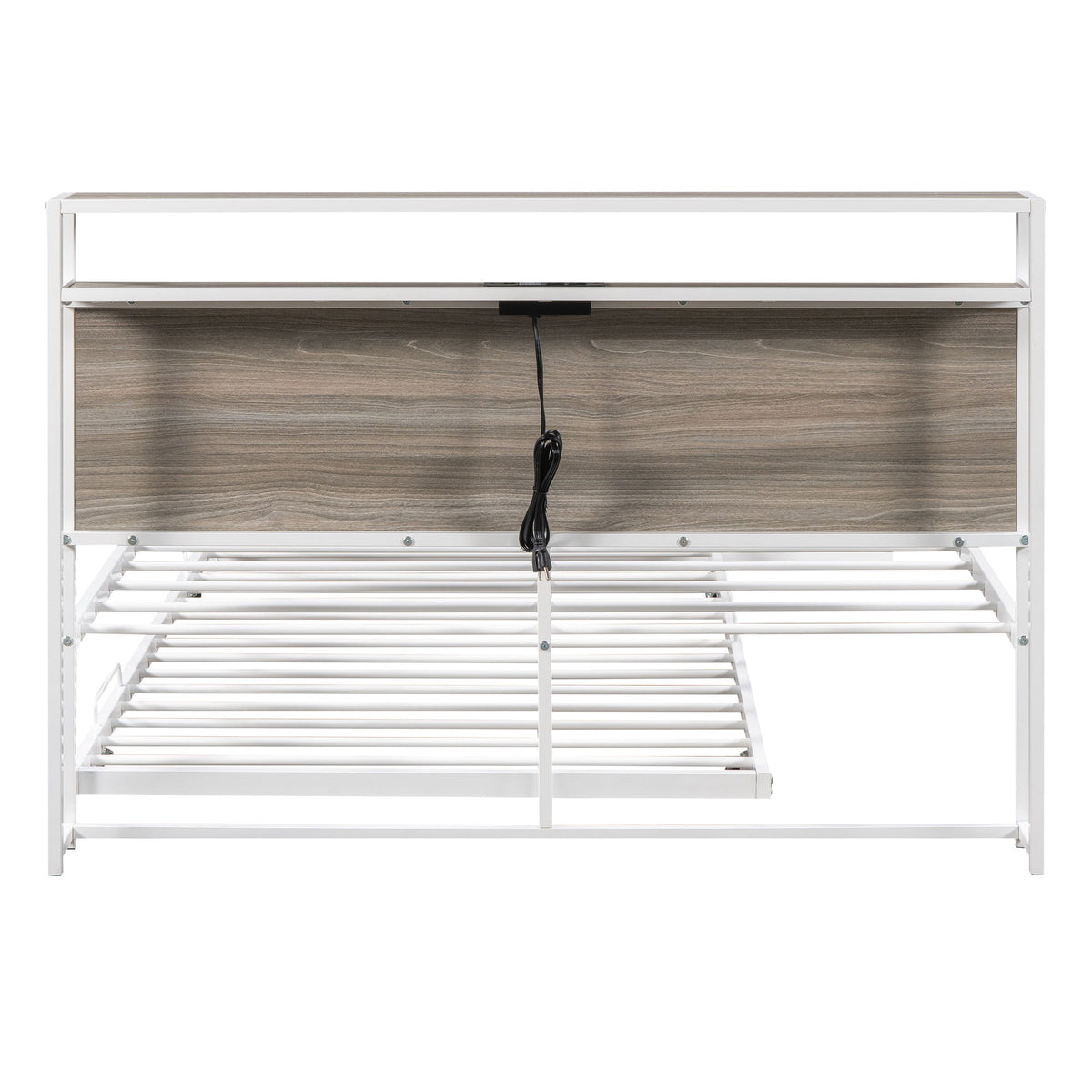 Platform Bed Frame With Trundle, USB Ports And Slat Support, No Box Spring Needed