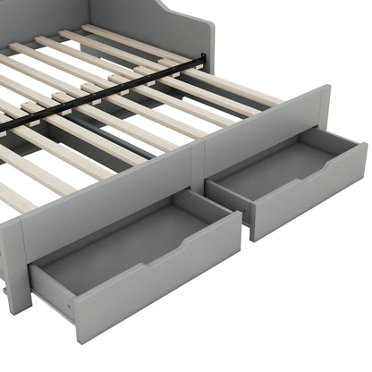 Daybed Frame With Storage Bookcases, 2 Drawers, Charging Station